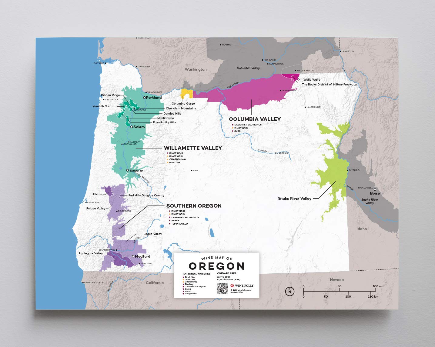 Wine Folly USA: Oregon Wine Map Poster Print, 12